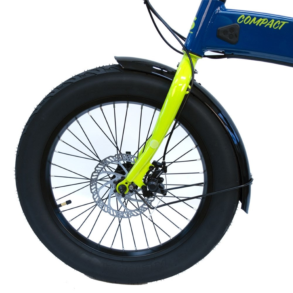 Shogun Compact Folding Electric Bike - 20" Wheels - Blue/yellow