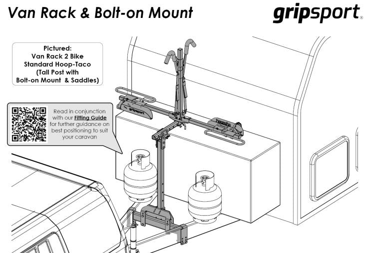 Grip Sport Van Rack Tilting 2 Bike (add Bolt On Mount Kit) (includes Standard Hoop And Taco)