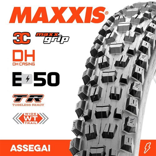 Maxxis Tyre Assegai 27.5" Tubeless Ready +e55 Rated [tp:2.50" Dh 3c Maxxgrip]