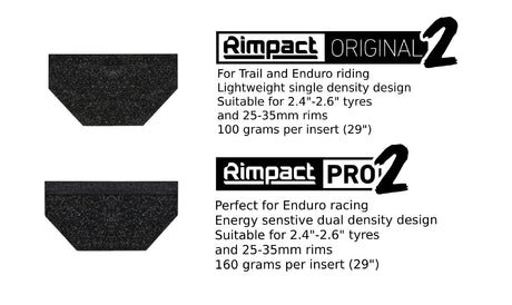 Rimpact Pro & Original - V2 Tyre Insert Set - Suits 2.35 - 2.6 Wide Tyres - Inc Valves [sz:27.5"]