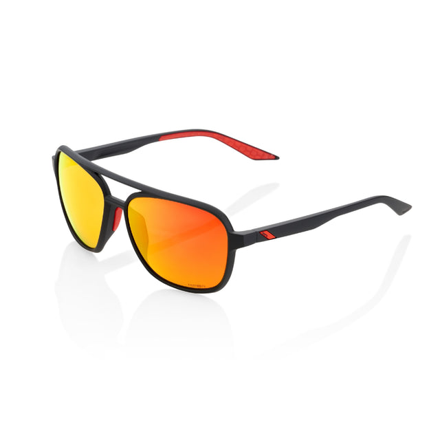 Ride 100% Glasses - Kasia - Soft Tact Black - Hiper Red Lens