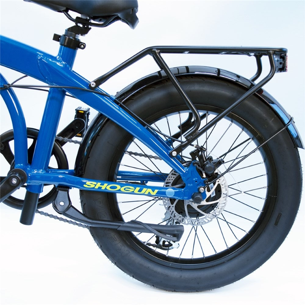 Shogun Compact Folding Electric Bike - 20" Wheels - Blue/yellow