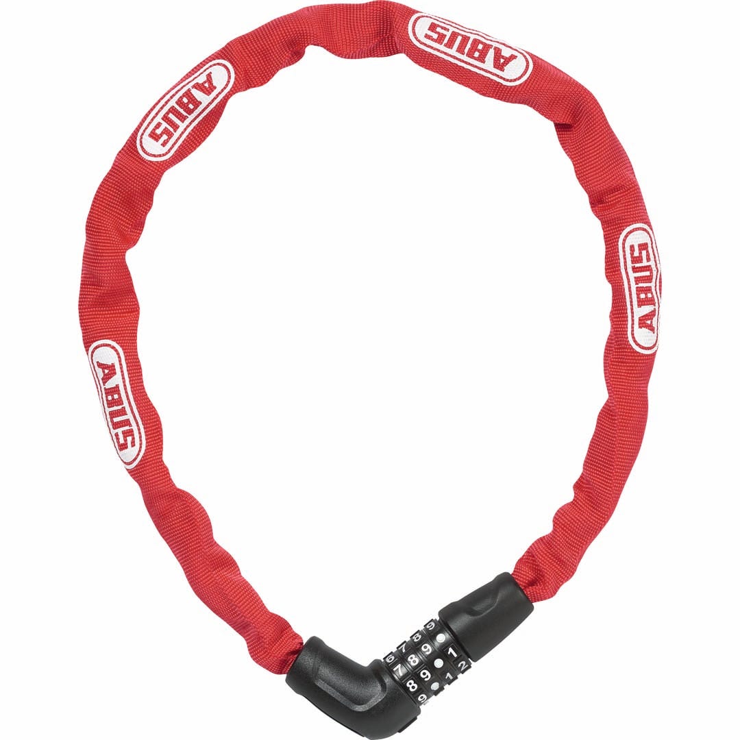 Abus Steel-o-chain 5805c Combo - 75cm X 5mm Red - No Brkt 75cm Combo