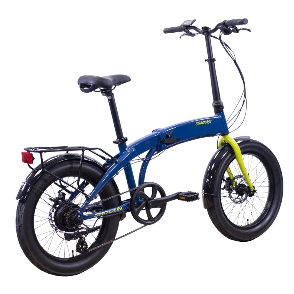 Shogun Compact Folding Electric Bike - 20" Wheels - Blue/yellow